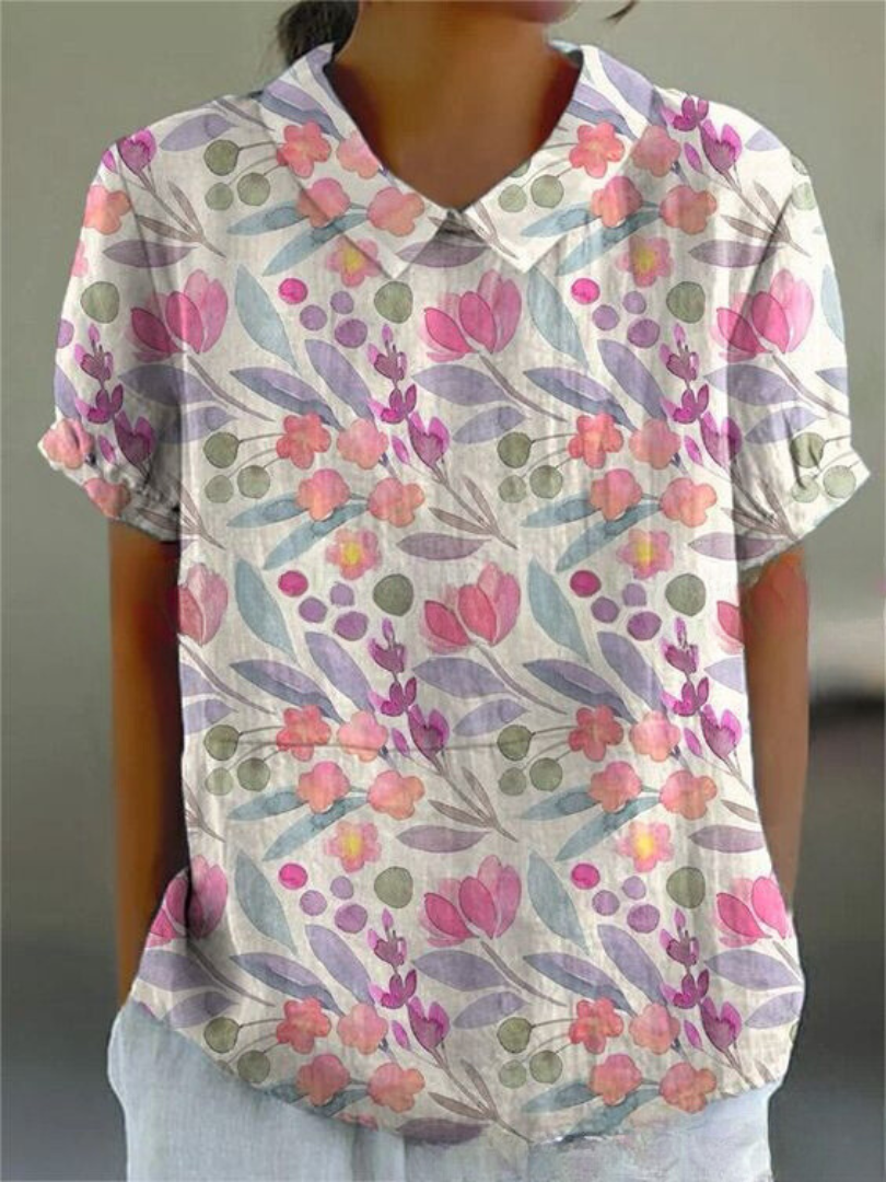 Émilie – Blusa vintage con estampado floral para mujer