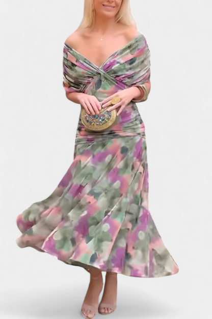 Vestido elegante para mujer, escote en V cruzado con falda fluida y caída ligera, ideal para fiesta o evento