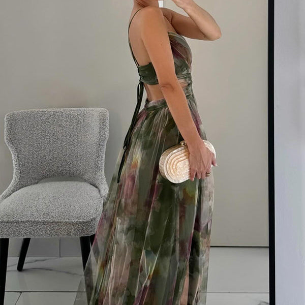 Vestido largo floral con caída fluida y estilo romántico – VIOLETTE BLOOM