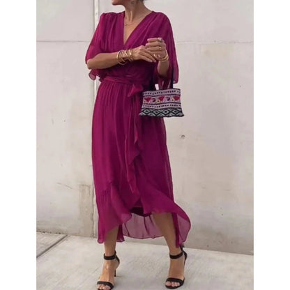Camila | Vestido midi para mujer con escote en V y cinturón