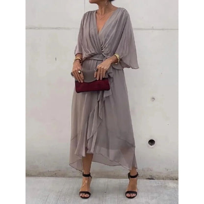 Camila | Vestido midi para mujer con escote en V y cinturón