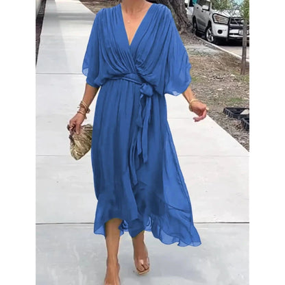 Camila | Vestido midi para mujer con escote en V y cinturón