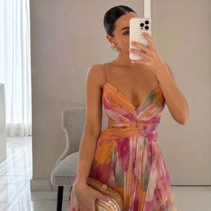 Vestido largo floral con caída fluida y estilo romántico – VIOLETTE BLOOM