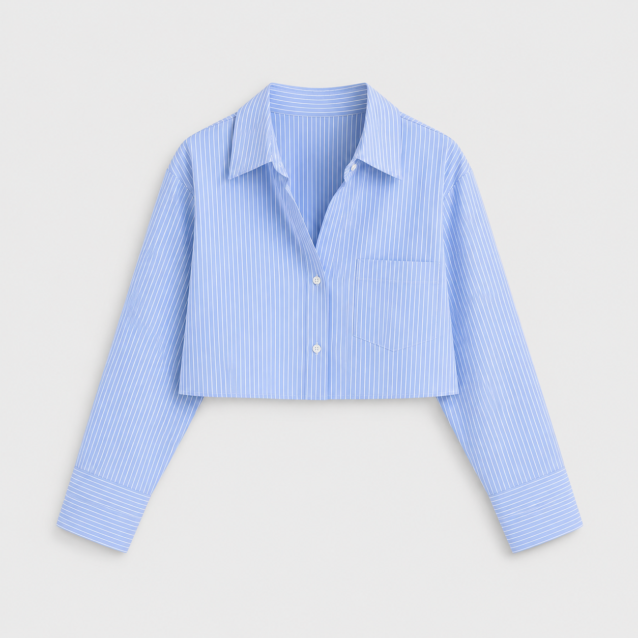 Celestia – Camisa crop con espalda abierta y rayas finas para mujer