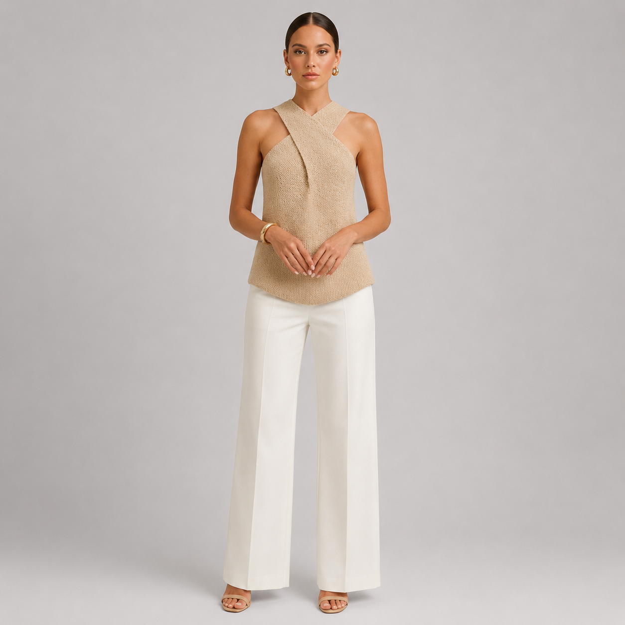 Aurelia – Top sin mangas con cuello halter cruzado para mujer