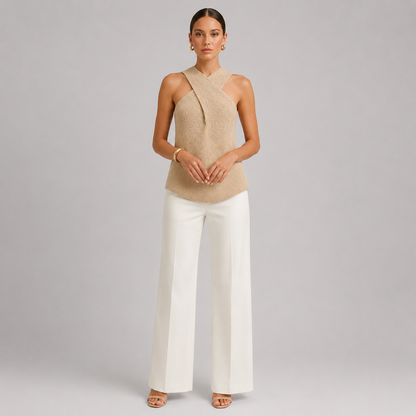Aurelia – Top sin mangas con cuello halter cruzado para mujer