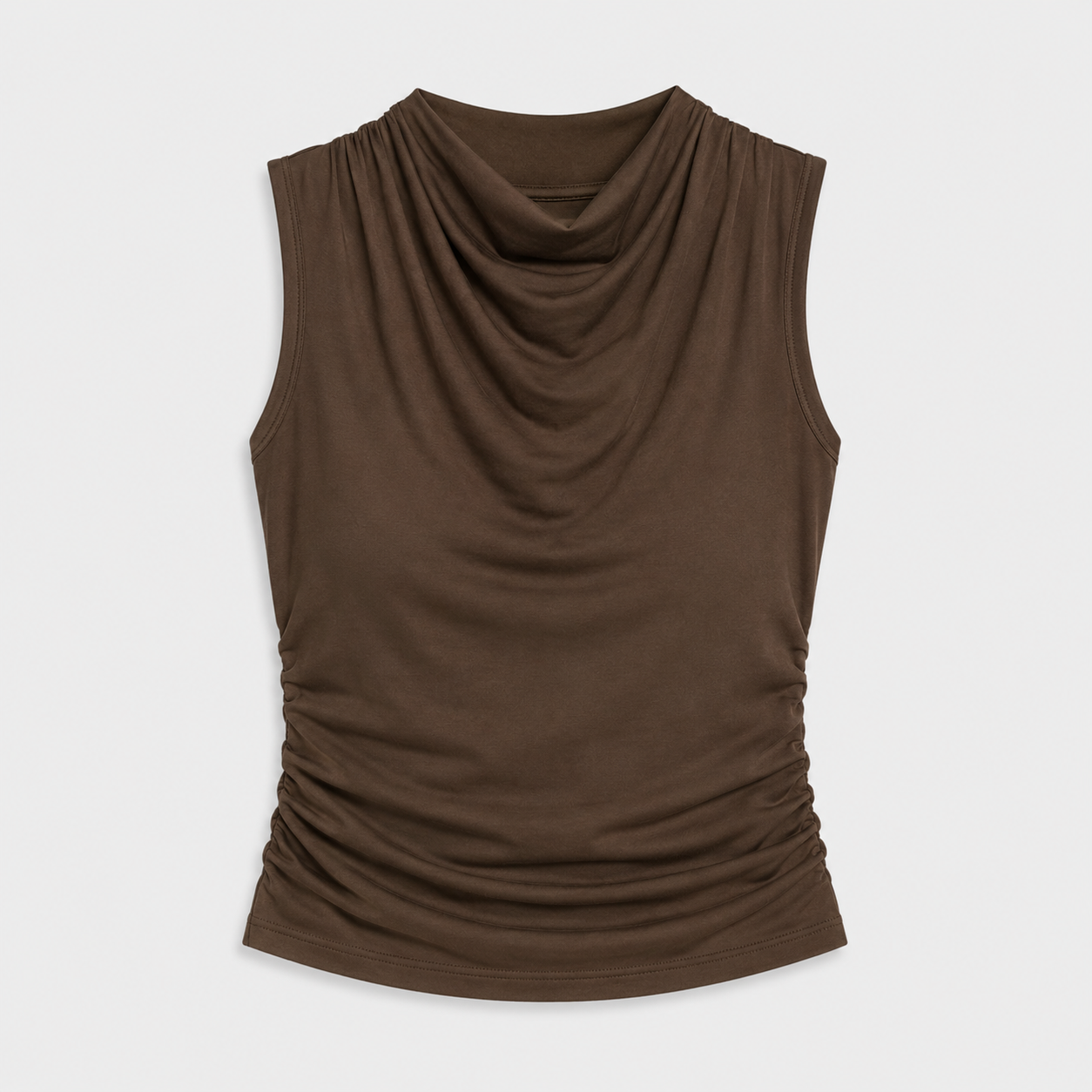 Kaia – Top sin mangas con cuello drapeado y peplum para mujer