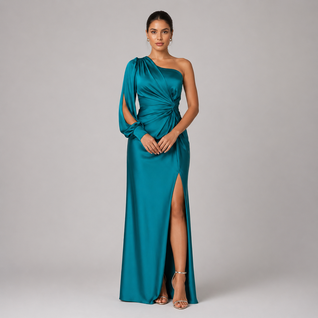 Vestido elegante de manga larga con diseño floral – FLORENCIA