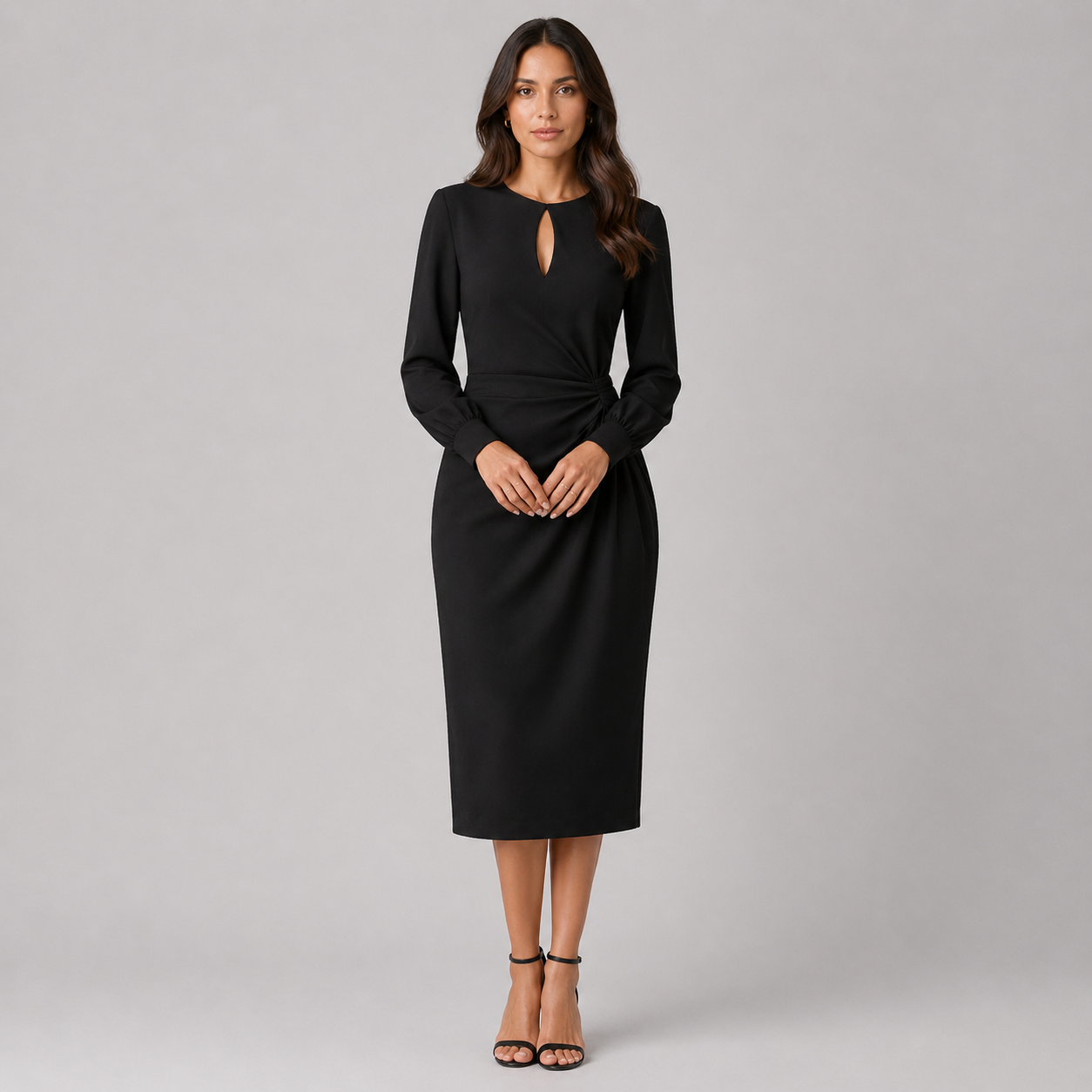 Caliora – Vestido midi formal de manga larga para mujer