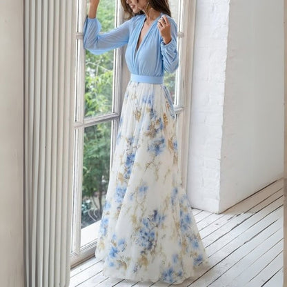 Abril | Vestido maxi para mujer con escote floral