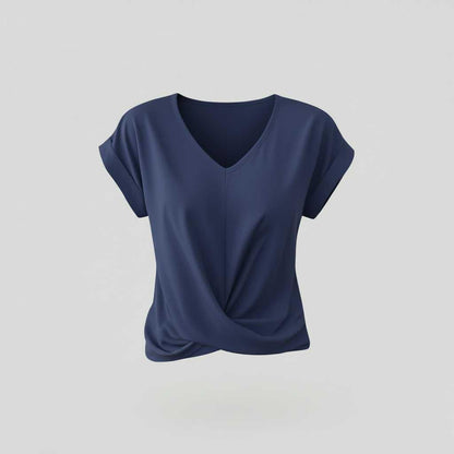 Camiseta Mujer Escote en V Con Detalle Retorcido | Top Casual