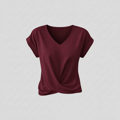 Camiseta Mujer Escote en V Con Detalle Retorcido | Top Casual