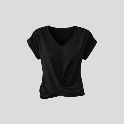 Camiseta Mujer Escote en V Con Detalle Retorcido | Top Casual