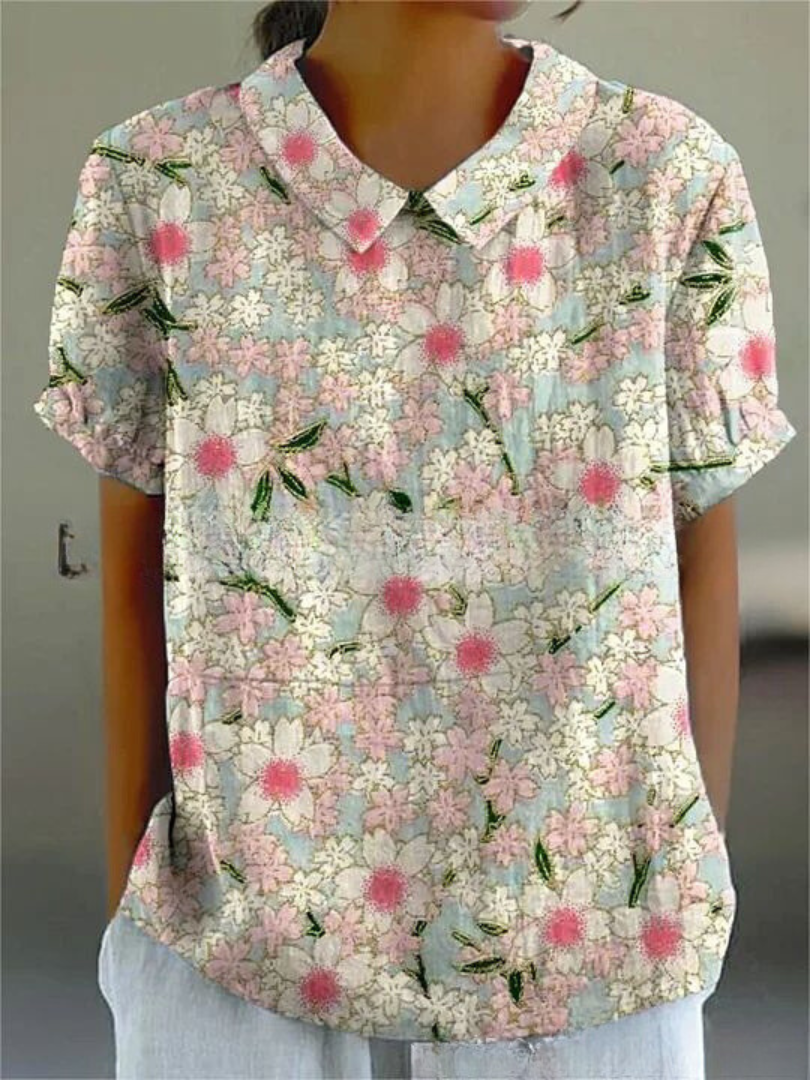 Émilie – Blusa vintage con estampado floral para mujer