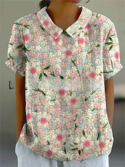 Émilie – Blusa vintage con estampado floral para mujer