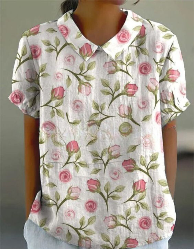 Émilie – Blusa vintage con estampado floral para mujer
