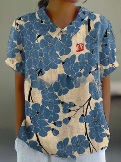 Émilie – Blusa vintage con estampado floral para mujer