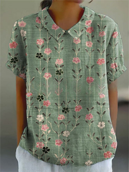 Émilie – Blusa vintage con estampado floral para mujer