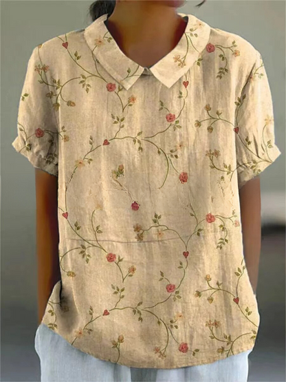 Émilie – Blusa vintage con estampado floral para mujer