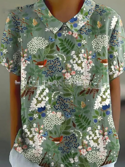 Émilie – Blusa vintage con estampado floral para mujer