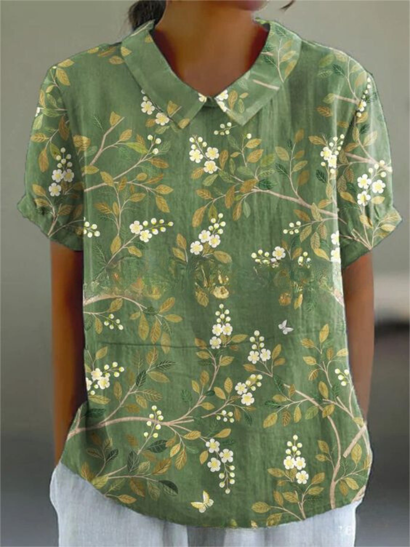 Émilie – Blusa vintage con estampado floral para mujer