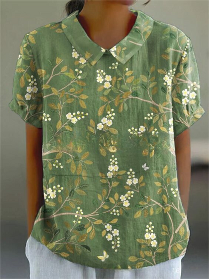 Émilie – Blusa vintage con estampado floral para mujer