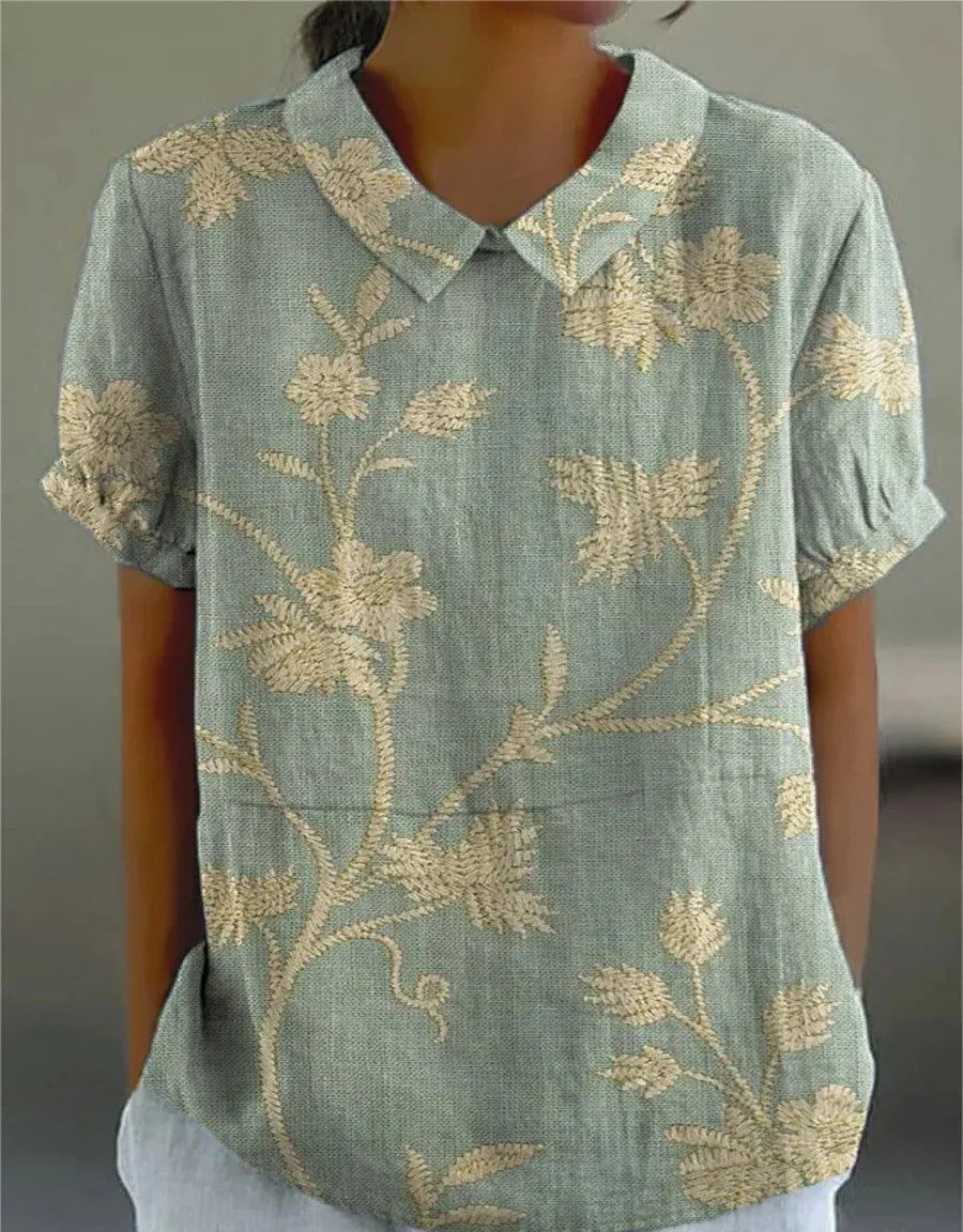 Émilie – Blusa vintage con estampado floral para mujer
