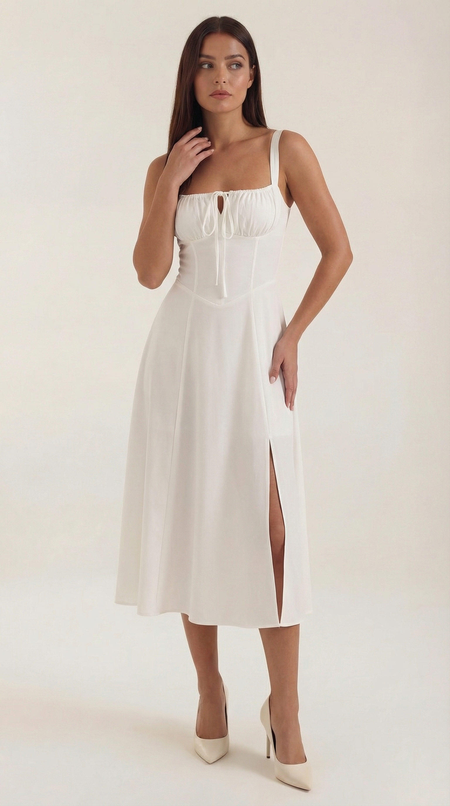 Valeria | Mujer Vestido Midi Línea A Cordón