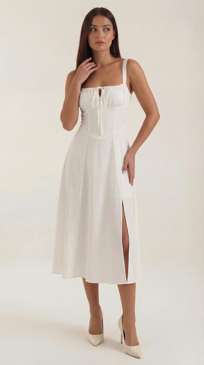 Valeria | Mujer Vestido Midi Línea A Cordón
