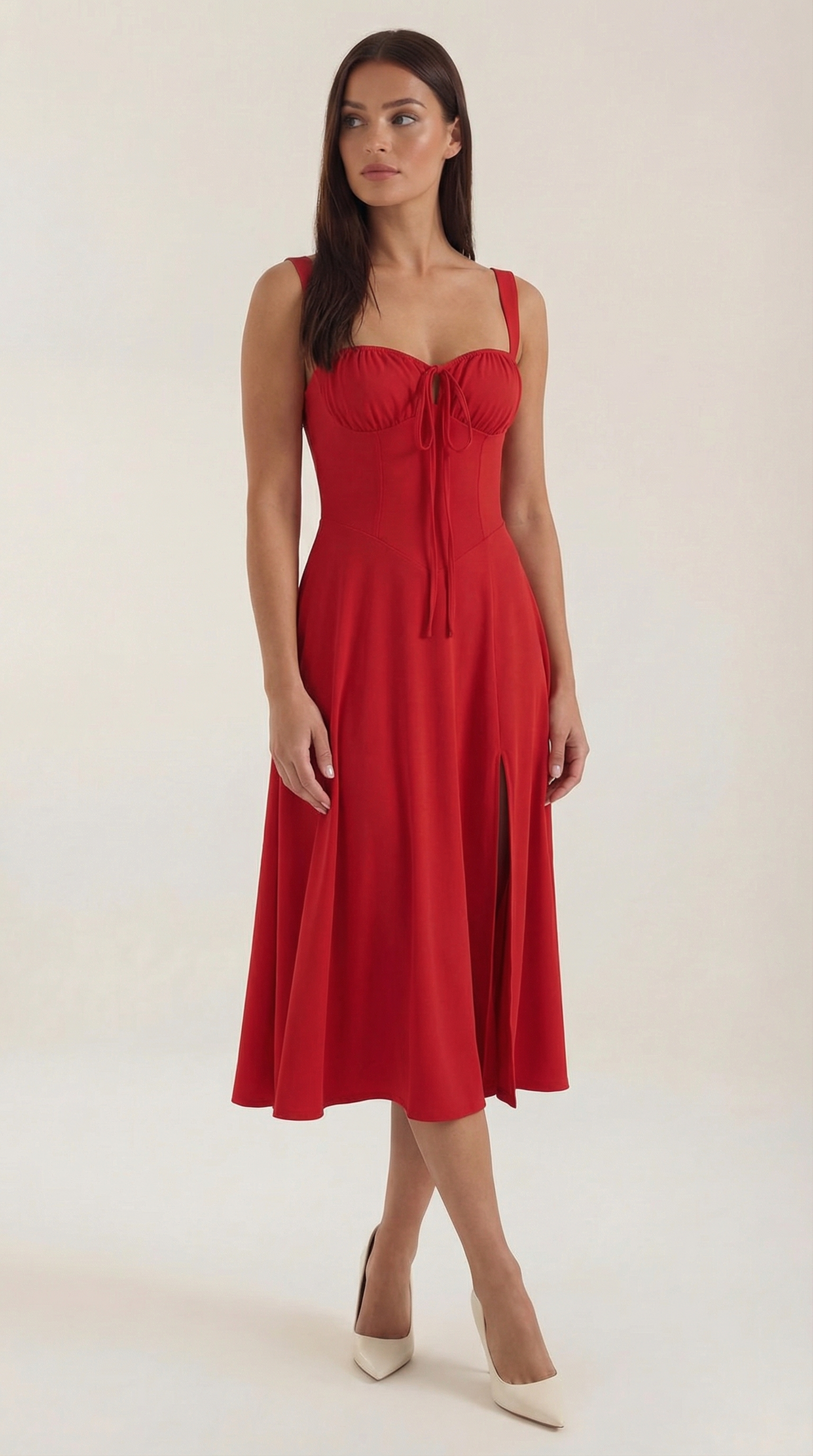 Valeria | Mujer Vestido Midi Línea A Cordón