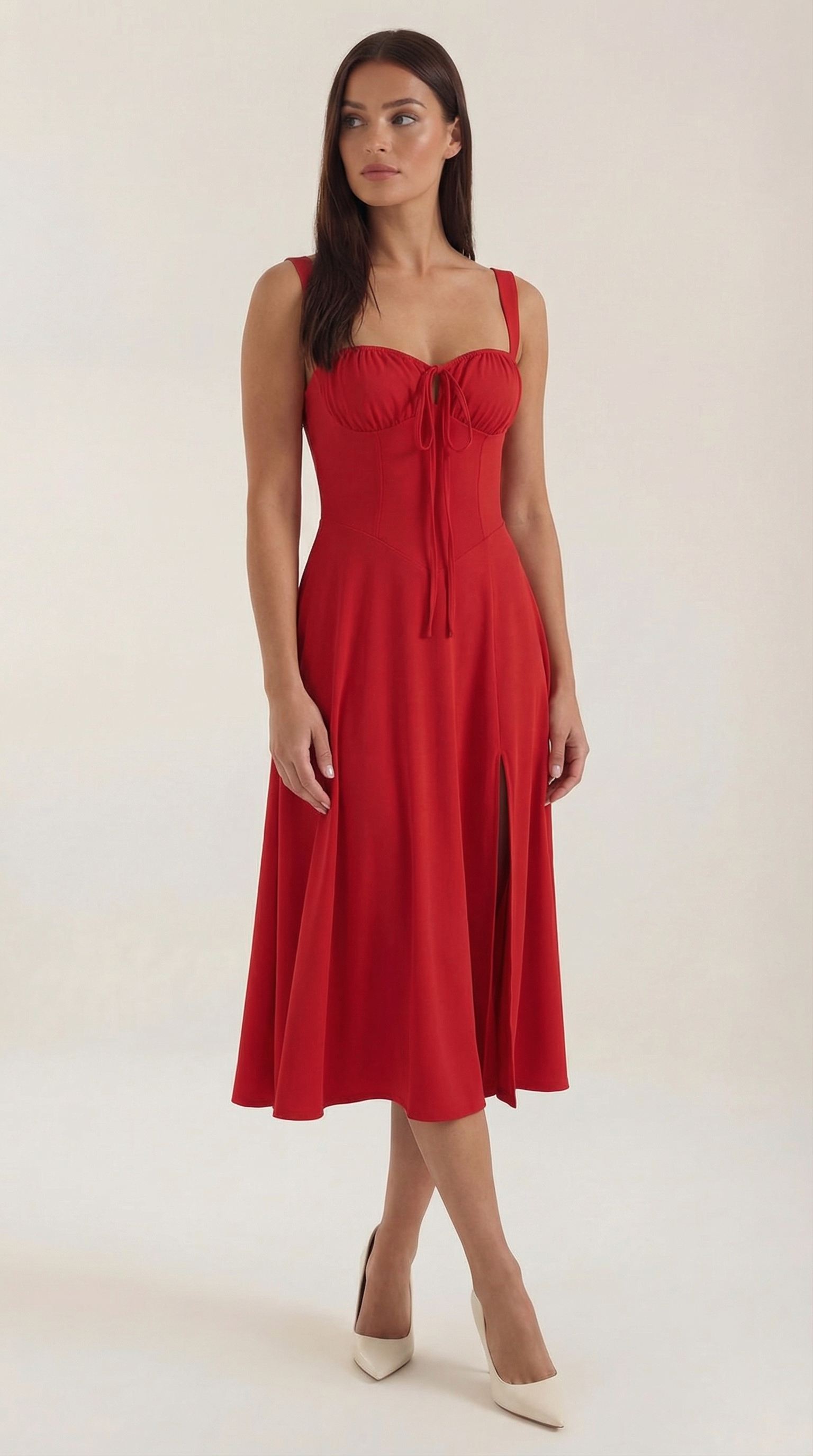 Valeria | Mujer Vestido Midi Línea A Cordón