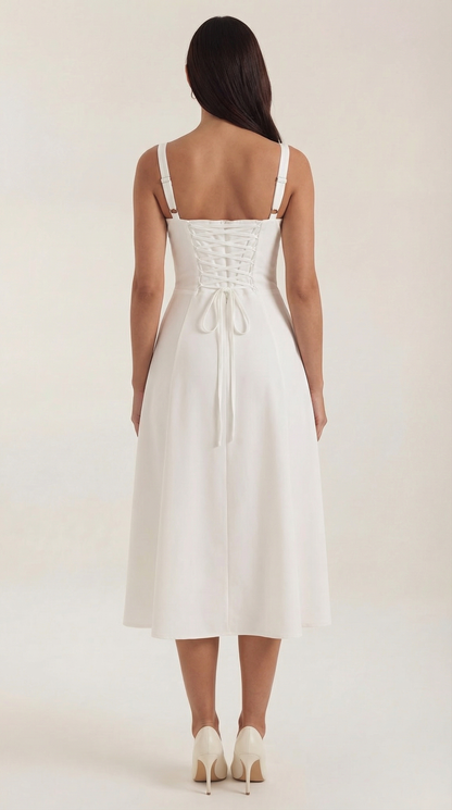 Valeria | Mujer Vestido Midi Línea A Cordón