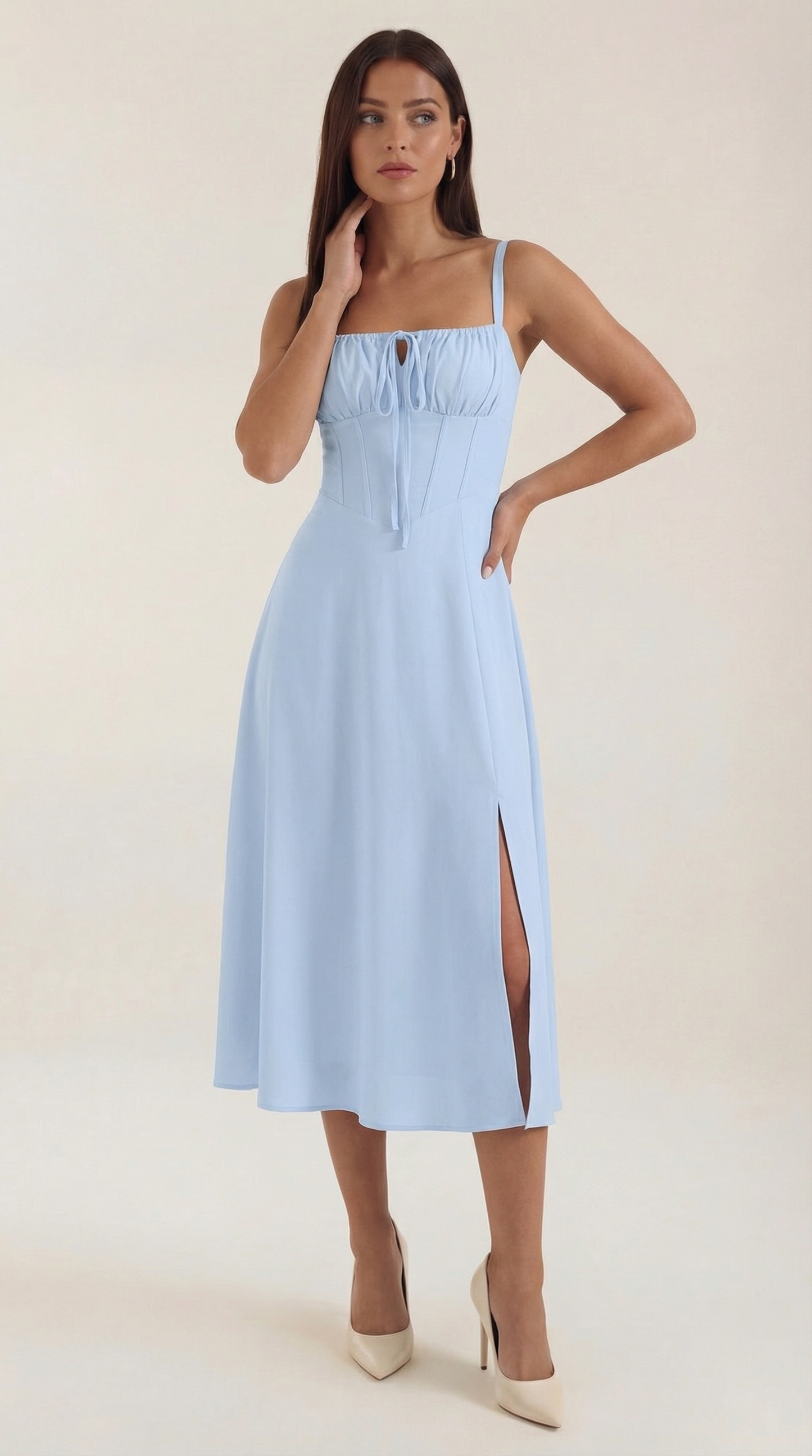 Valeria | Mujer Vestido Midi Línea A Cordón