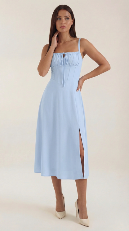 Valeria | Mujer Vestido Midi Línea A Cordón
