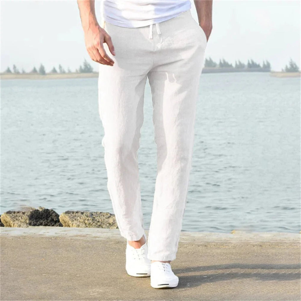 Marco | Hombre Pantalones Lino Cintura Elástica