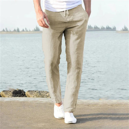 Marco | Hombre Pantalones Lino Cintura Elástica
