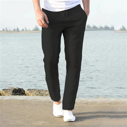 Marco | Hombre Pantalones Lino Cintura Elástica