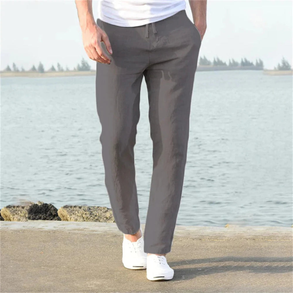 Marco | Hombre Pantalones Lino Cintura Elástica