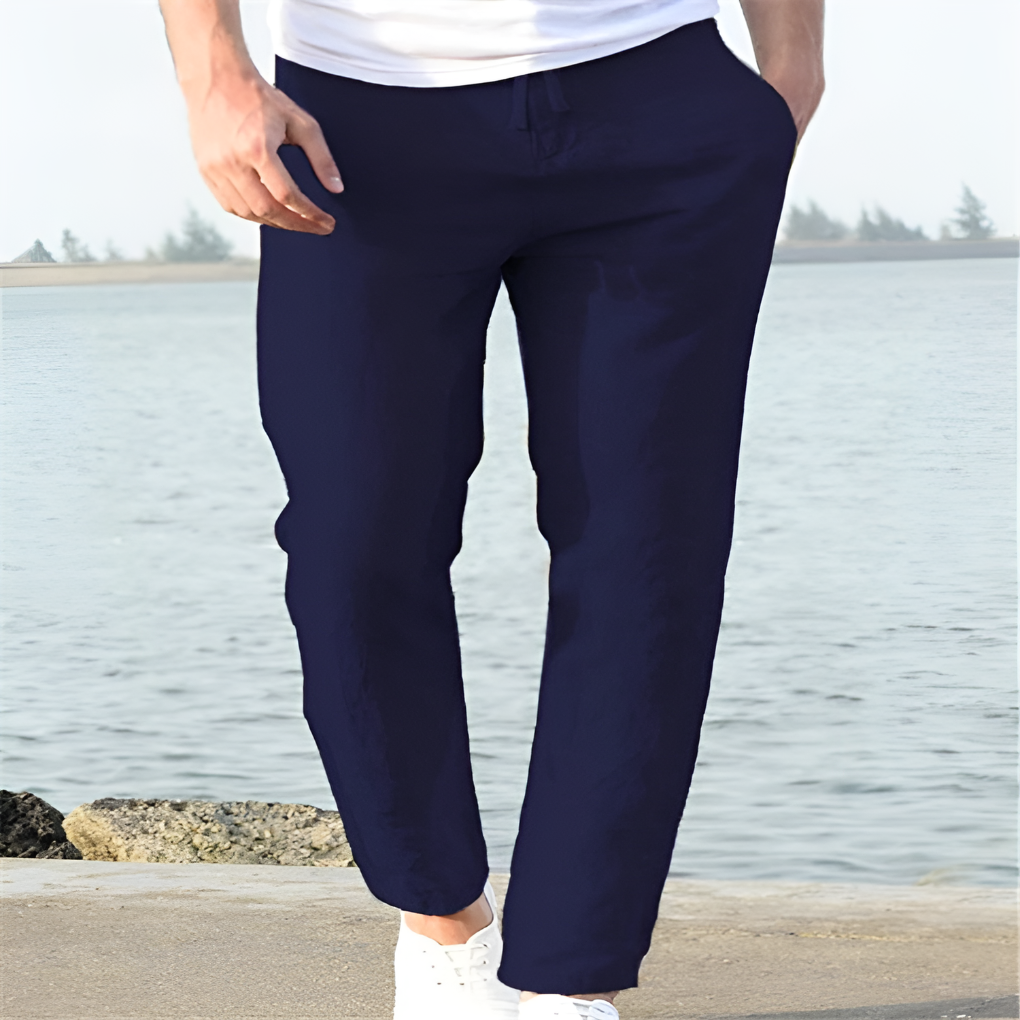 Marco | Hombre Pantalones Lino Cintura Elástica