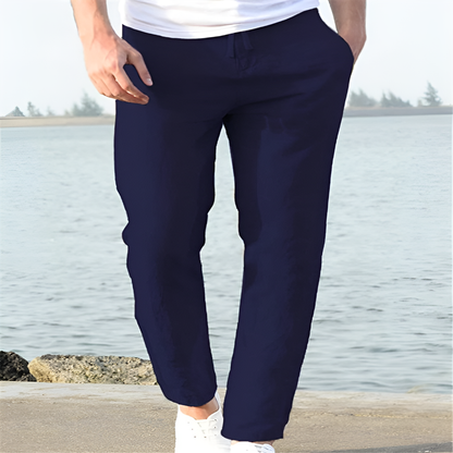 Marco | Hombre Pantalones Lino Cintura Elástica