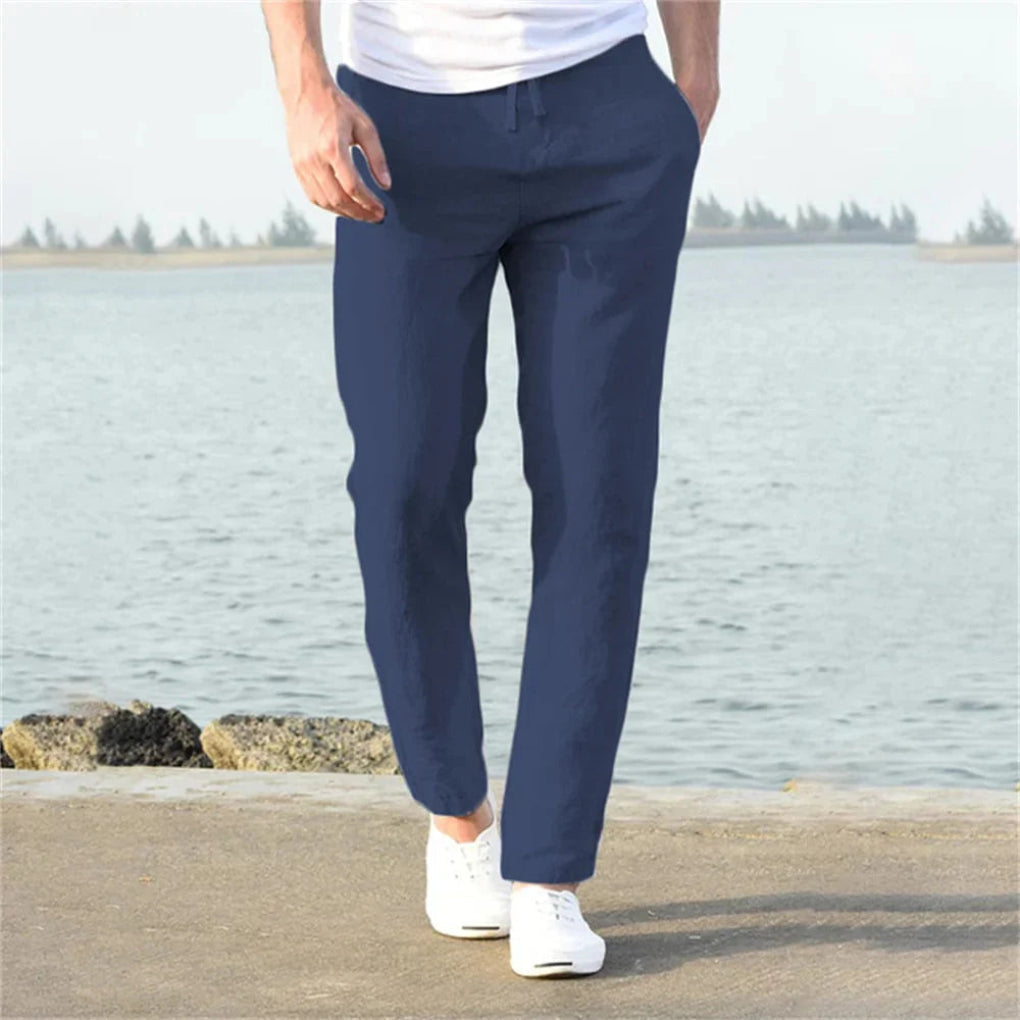 Marco | Hombre Pantalones Lino Cintura Elástica