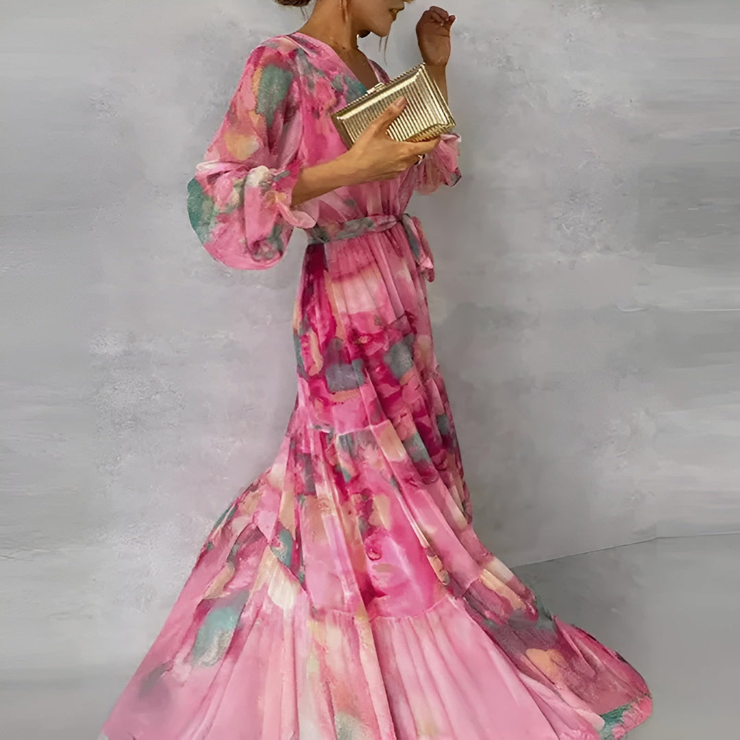 Kaelis | Vestido largo de verano elegante con pliegues