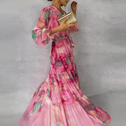 Kaelis | Vestido largo de verano elegante con pliegues