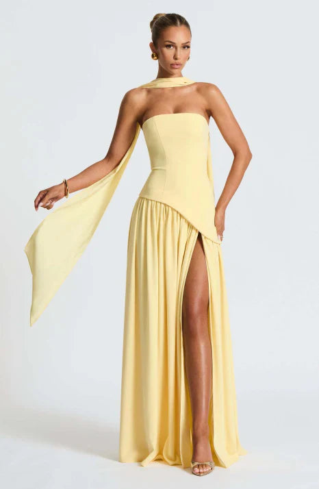 Maxikleid Damen | Trägerloser Schnitt & fließende Silhouette