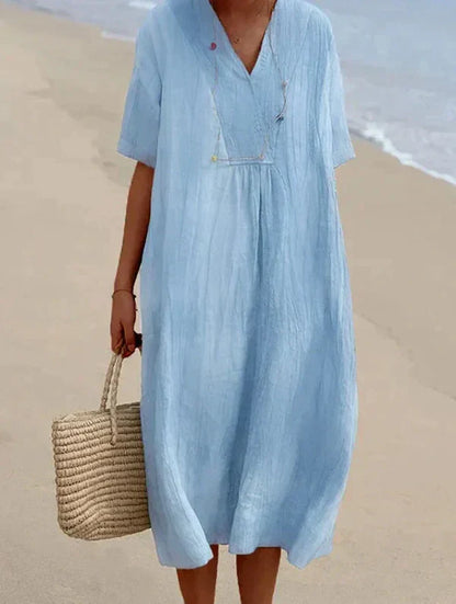 Celina – Vestido de lino y algodón para mujer – Frescura natural y elegancia desenfadada