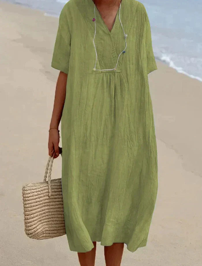 Celina – Vestido de lino y algodón para mujer – Frescura natural y elegancia desenfadada