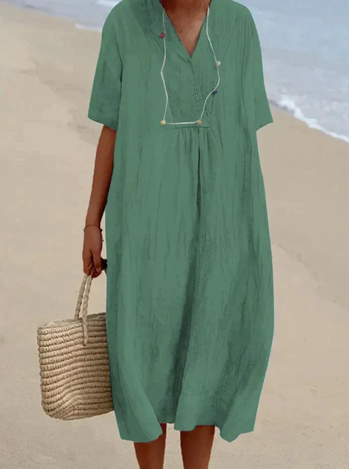 Celina – Vestido de lino y algodón para mujer – Frescura natural y elegancia desenfadada