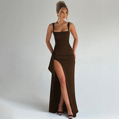 Elisa | Vestido maxi de mujer con abertura alta y espalda abierta
