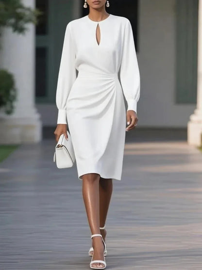 Caliora – Vestido midi formal de manga larga para mujer