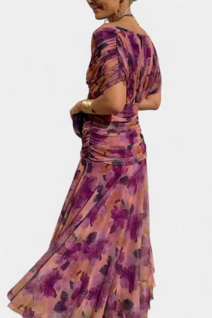 Amaranta – Vestido maxi floral con escote en V para mujer